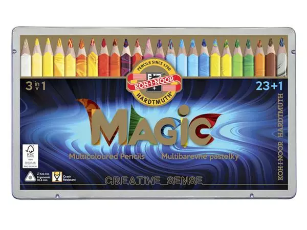 Een Kleurpotloden Koh-i-Noor Jumbo Magic doos 24 kleuren koop je bij De Joma BV