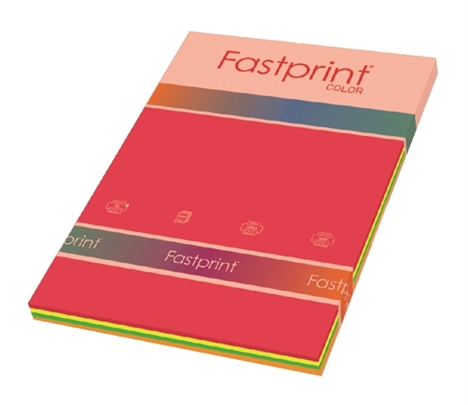 Een Kopieerpapier Fastprint A4 80gr neon assorti 100vel koop je bij De Joma BV