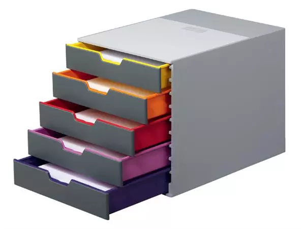 Een Ladenbox Durable Varicolor 5 laden grijs koop je bij QuickOffice BV