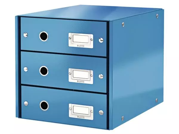 Een Ladenbox Leitz WOW Click & Store 3 laden blauw koop je bij iPlusoffice