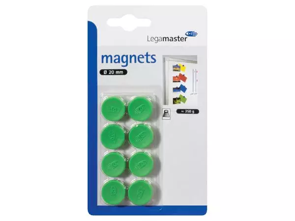 Een Magneet Legamaster 20mm 250gr groen 8stuks koop je bij Sysdicom BV