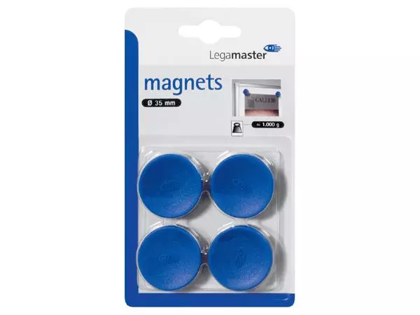 Een Magneet Legamaster 35mm 1000gr blauw 4stuks koop je bij Sysdicom BV