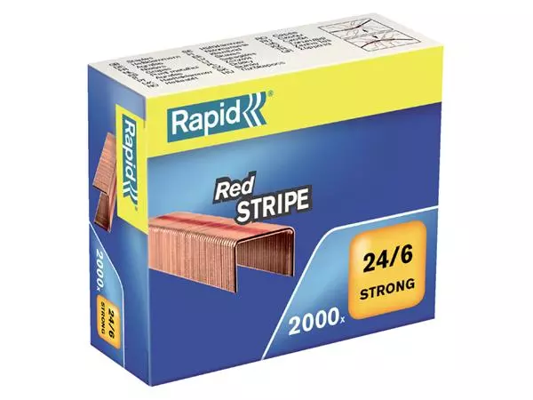 Een Nieten Rapid 24/6 verkoperd red stripe 2000st koop je bij All Office Kuipers BV