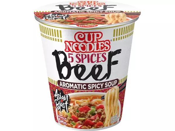 Een Noodles Nissin 5 spices beef cup koop je bij All Office Kuipers BV