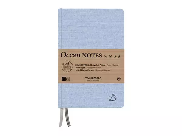 Een Notitieboek Aurora Ocean A5 192blz lijn 80gr linnenstructuur kaft blauw koop je bij De Joma BV