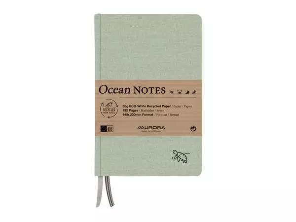 Een Notitieboek Aurora Ocean A5 192blz lijn 80gr linnenstructuur kaft groen koop je bij Company Supplies