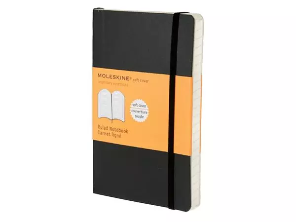 Notitieboek Moleskine pocket 90x140mm lijn soft cover zwart