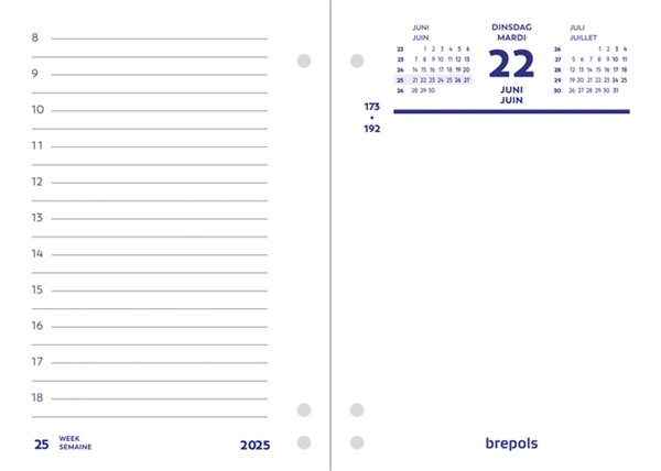 Een Omlegblok 2025 Brepols 1dag/2pagina's universele ponsing koop je bij iPlusoffice