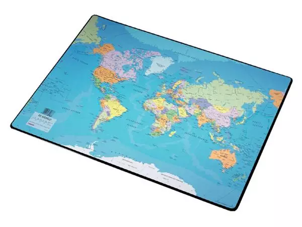 Een Onderlegger Esselte 40x53cm met wereldkaart Nederlands koop je bij Schellen Boek- en Kantoorboekhandel