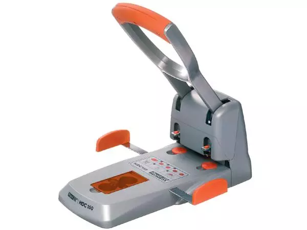 Buy your Perforator Rapid Supreme HDC150/2 heavy duty 2-gaats 150 vel zilver/oranje at QuickOffice BV