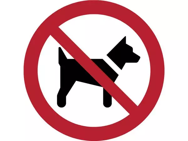 Een Pictogram bordje Djois Honden niet toegestaan Ø 200 mm Rood koop je bij van Kerkvoorde & Hollander B.V.