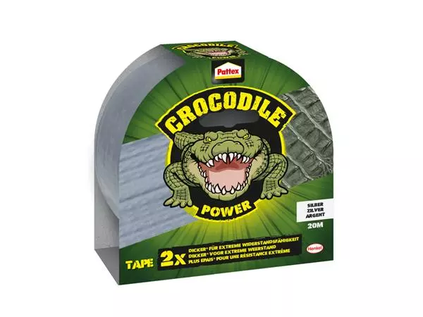 Een Plakband Pattex Crocodile Power Tape 50mmx20m zilver koop je bij De Joma BV