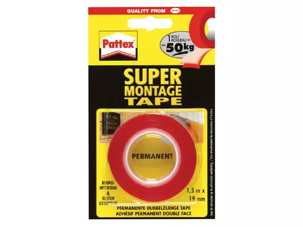 Een Plakband Pattex Supermontage 50kg binnen en buiten koop je bij Schellen Boek- en Kantoorboekhandel