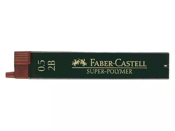 Een Potloodstift Faber-Castell 2B 0.5mm super-polymer koker à 12 stuks koop je bij De Joma BV