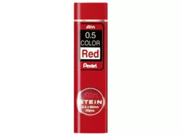 Een Potloodstift Pentel Ain Stein HB 0.5mm rood koker à 20 stuks koop je bij De Joma BV
