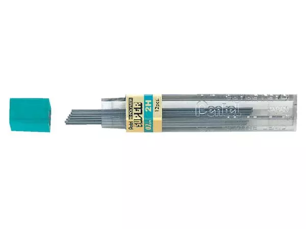 Potloodstift Pentel 2H 0.7mm zwart koker à 12 stuks