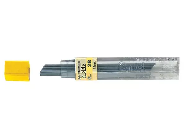 Een Potloodstift Pentel 2B 0.9mm 12st zwart koop je bij All Office Kuipers BV