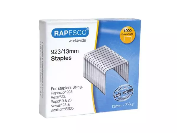 Een Rapesco 923/13mm (23 Type) Verzinkt Nieten (doos 1000) koop je bij QuickOffice BV