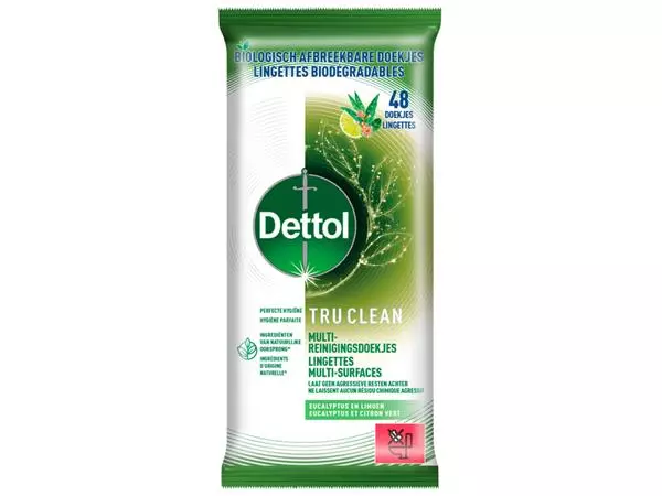 Een Reinigingsdoekjes Dettol TC Eucalyptus & Limoen 48 stuks koop je bij Romijn Office Supply