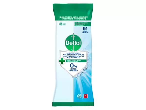 Een Reinigingsdoekjes Dettol antibacterieël Cleanser 110 stuks koop je bij De Rijk Kantoorshop