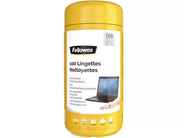 Een Reinigingsdoekjes Fellowes oppervlakte dispenser 100stuks koop je bij Sysdicom BV