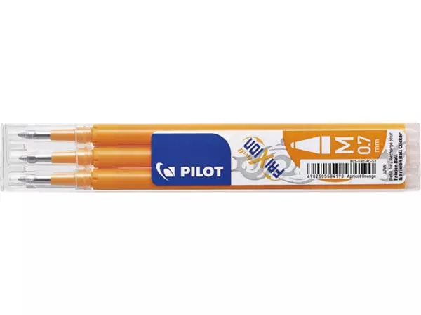 Rollerpenvulling Pilot friXion medium abrikoos oranje set à 3 stuks