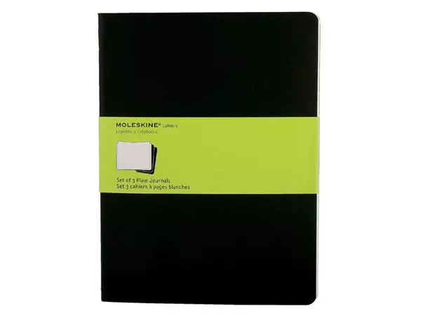 Een Schrift Moleskine 190x250mm blanco 240 pagina's 70gr zwart set à 3 stuks koop je bij iPlusoffice