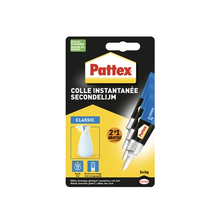 Secondelijm Pattex classic 3gr 2+1 gratis