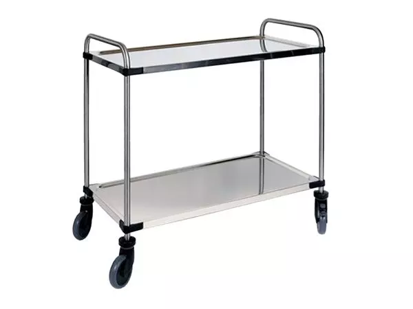 Een Serveerwagen met 2 plateaus 870x570x950mm koop je bij QuickOffice BV