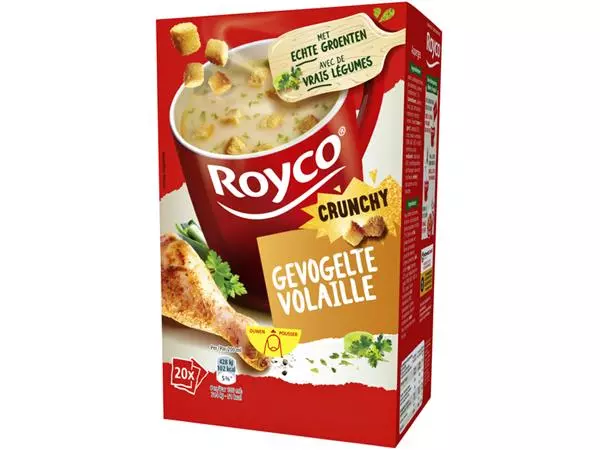 Een Soep Royco gevogelte met croutons 20 zakjes koop je bij De Joma BV