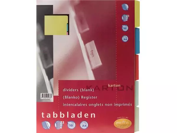 Tabbladen Multo A4 23R karton 10-delig assorti