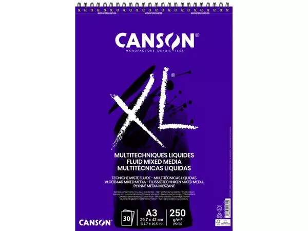 Een Tekenblok Canson XL Fluid Mixed Media A3 30v 250gr koop je bij All Office Kuipers BV