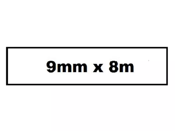 Een Labeltape Quantore TZE-221 9mm x 8m zwart op wit koop je bij De Joma BV