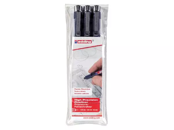 Een Fineliner edding 1800 0.25mm - 0.35mm - 0.5mm zwart set à 3 stuks koop je bij Kantorice office & business supplies