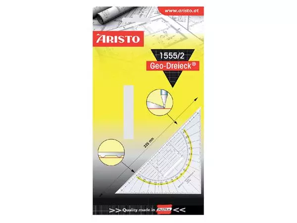 Een Geodriehoek Aristo 1555/2 225mm met greep transparant koop je bij Quality Office Supplies