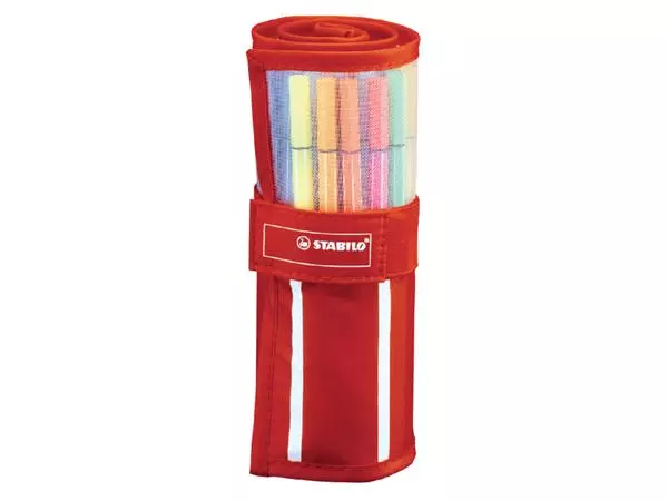 Een Fineliner STABILO pen 68/30 rollerset rood assorti set à 30 stuks koop je bij De Joma BV