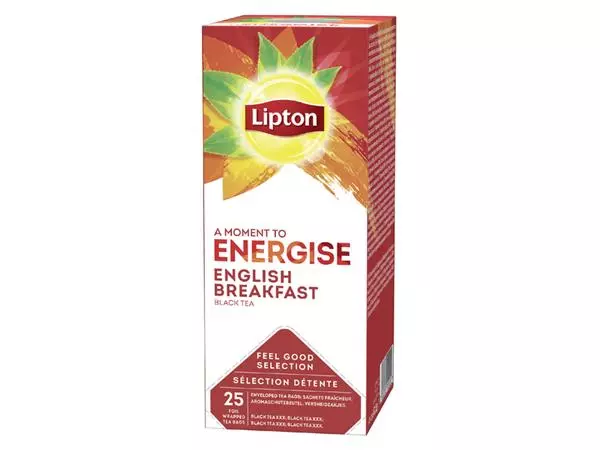 Een Thee Lipton Energise English breakfast 25x1.5gr koop je bij D. Sonneveld B.V.