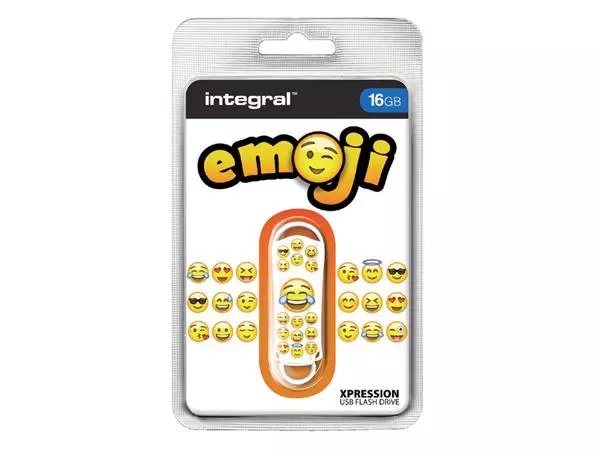 Een USB-Stick 2.0 Integral Xpression 16GB Emoji koop je bij Sysdicom BV