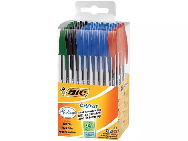 Een Balpen Bic Cristal medium assorti in tubo verpakking koop je bij Continu Kantoor