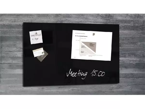 Een Glasbord Sigel magnetisch 780x480x15mm zwart koop je bij Kantorice office & business supplies