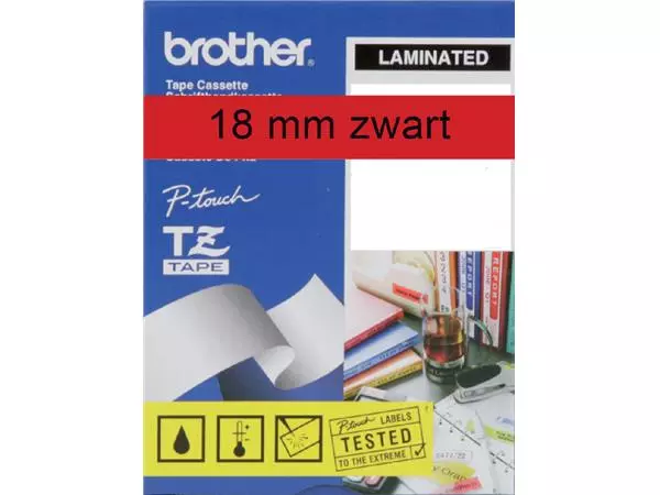 Labeltape Brother P-touch TZE-441 18mm zwart op rood