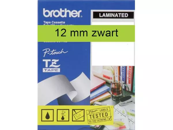 Een Labeltape Brother P-touch TZE-731 12mm zwart op groen koop je bij Sysdicom BV