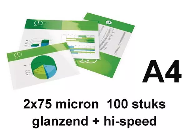 Een Lamineerhoes GBC A4 highspeed 2x75micron 100 stuks koop je bij "De Waal" Kantoor Efficiency