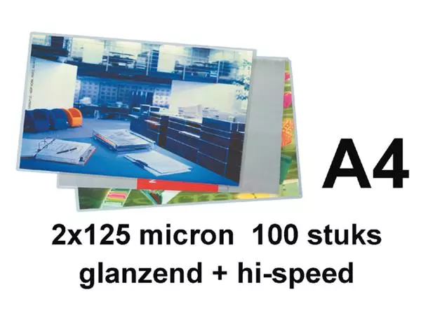 Een Lamineerhoes GBC A4 highspeed 2x125micron 100 stuks koop je bij Continu Kantoor