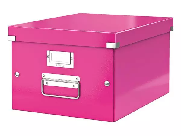 Een Opbergdoos Leitz Click & Store WOW middel gerecycled karton 281x200x370mm roze koop je bij Quality Office Supplies