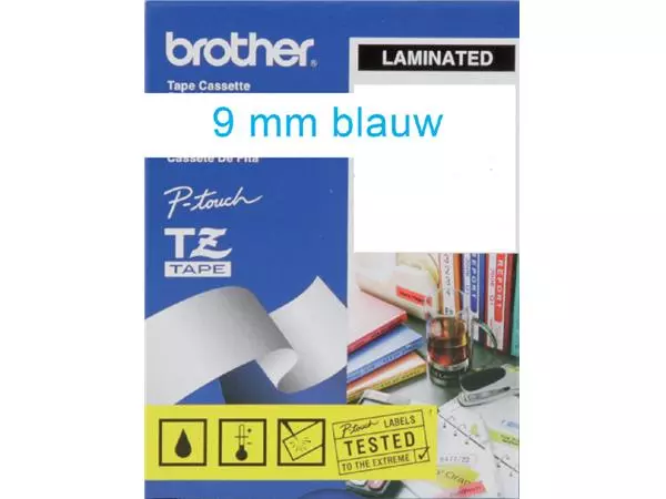 Een Labeltape Brother P-touch TZe-223 standaard 9mm blauw op wit koop je bij Schellen Boek- en Kantoorboekhandel