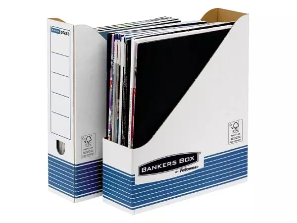 Een Tijdschriftcassette Bankers Box System A4 wit blauw koop je bij Topkantoor Repro Creatief