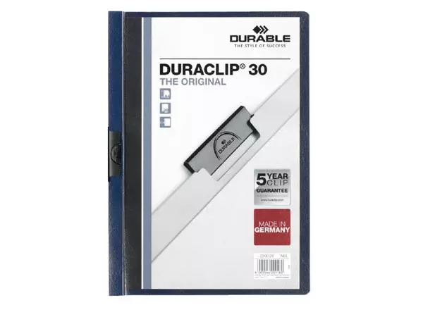 Een Klemmap Durable Duraclip A4 3mm 30 vellen nachtblauw koop je bij De Joma BV