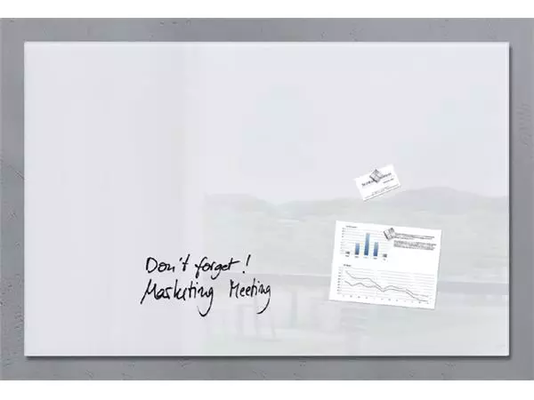 Een Glasbord Sigel magnetisch 1000x650x15mm wit koop je bij De Joma BV