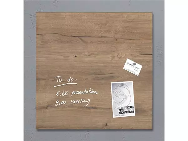 Een Glasbord Sigel magnetisch 480x480x15mm natural wood koop je bij De Joma BV